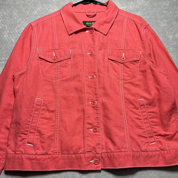 Eddie Bauer Coral Lightweight Button Down Jacket  Linen Blended Size:  X-Large - Picture 4 of 12